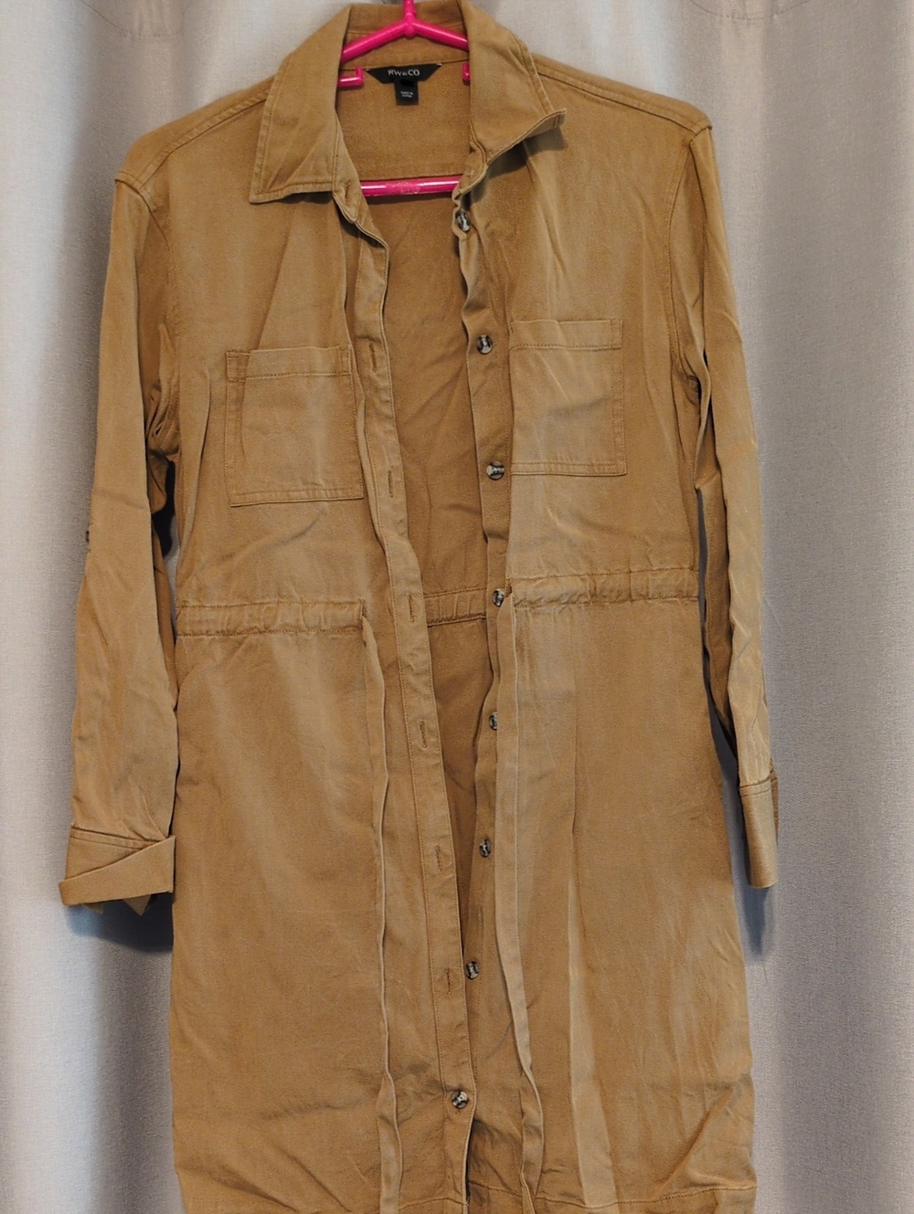RW&CO. Tan Utility Dress with Chest Pockets
